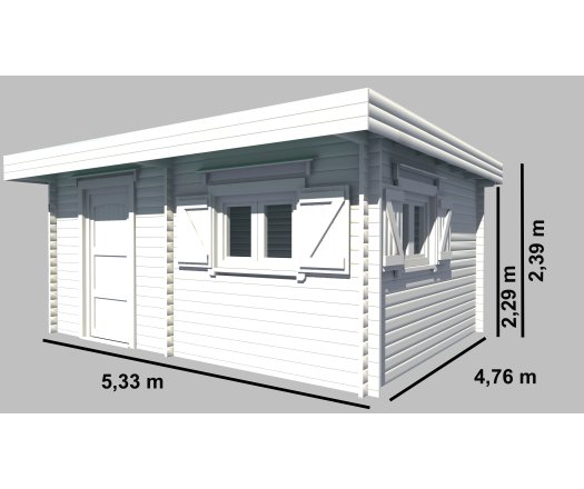 Abri Erden, Madriers épicéa 60mm, 5.30 x 4.80m, 25.30m² - ER5040.02
