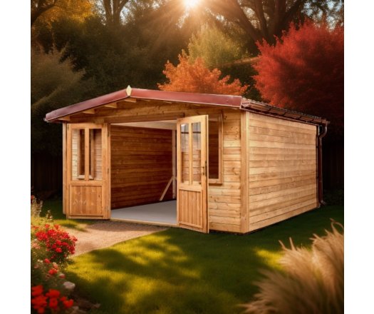 Abri Théo sans plancher, THT Madriers 28mm, 4.00 x 4.00m, 16.00m²