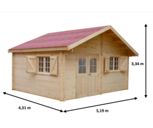 Abri Naira, Madriers épicea 42mm, 5.2 x 4.3m, 22m² - NAR5035.02