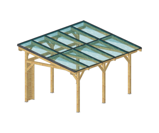 Carport photovoltaïque Wattoit, THT 120 x 120 mm, 3,75 x 4,67 m, 17.51m²