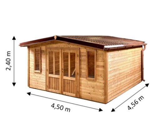 Abri Théo sans plancher, THT Madriers 28mm, 4.00 x 4.00m, 16.00m²