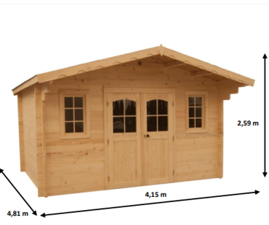 Abri Nostra, Madriers épicéa 42mm, 4.15 x 4.80m, 20m²