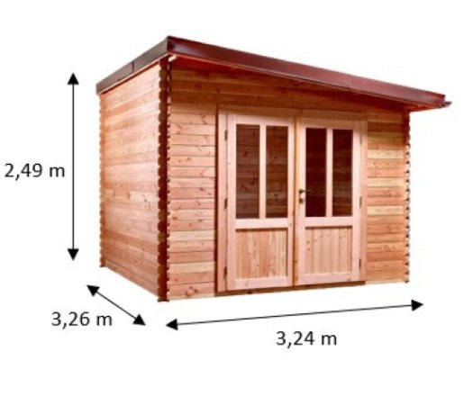Abri Daniel toit multidirectionnel, Douglas Madriers 28mm, 3.00 x 3.00m, 9.00m²