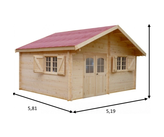 Abri Naira, Madriers épicéa 42mm, 5.20 x 5.80m, 30m² - NAR5050.02