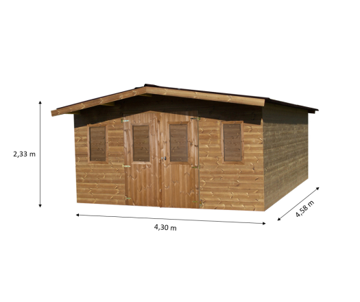 Abri Thermabri, THT Madriers 28mm, 4.30 x 4.50m, 19.70m²