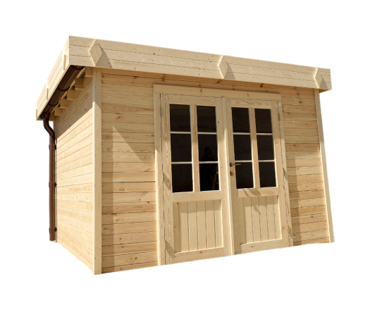 Abri Kylian mono pente, Madriers épicéa 28mm, 3.00 x 2.00m, 6.00m²