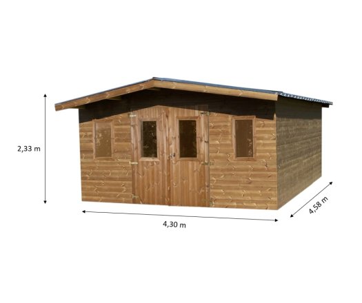 Abri Thermabri, THT Madriers 28mm, 4.30 x 4.60, 19.70m²