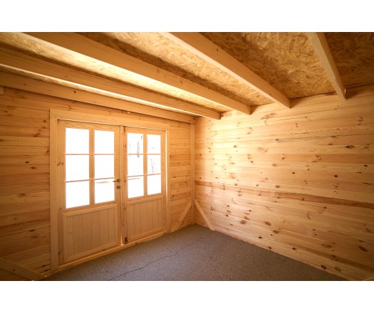 Abri Kylian mono pente, Madriers épicéa 28mm, 3.00 x 3.00m, 9.00m²