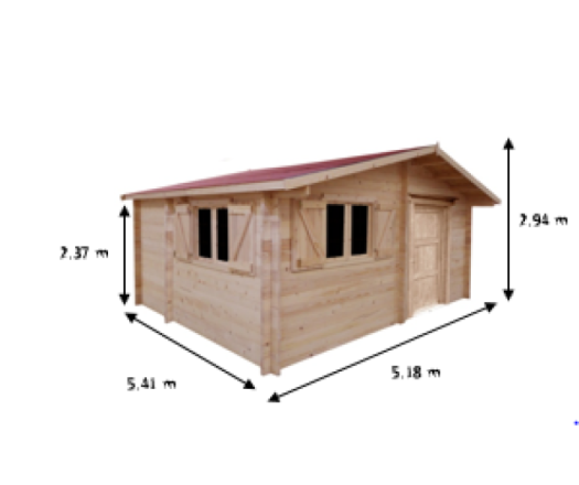 Abri Magny, Madriers épicéa 60mm, 5.20 x 5.40m, 28m² - MG5046.02L