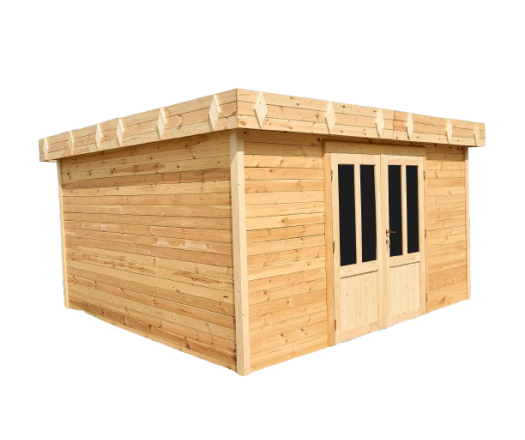 Abri Kylian mono pente, Madriers épicéa 28mm, 3.76 x 3.70m, 13.91m²