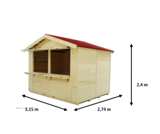 Echoppe marchande Sylva, 3.00 x 2.40 m, 7.2m²