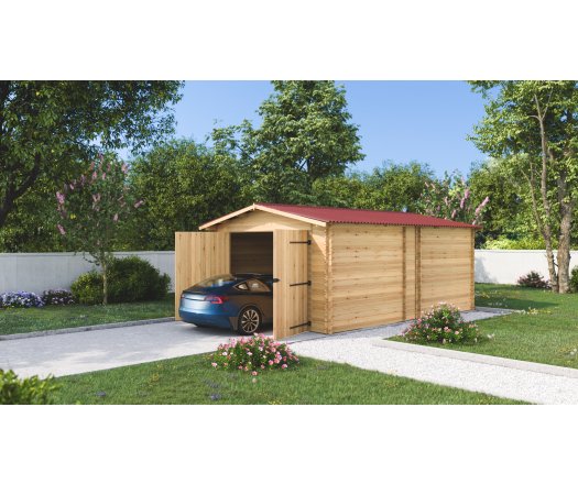 Garage Dorna, Epicéa Madriers 28mm, 3.50 x 5.40m, 19m²