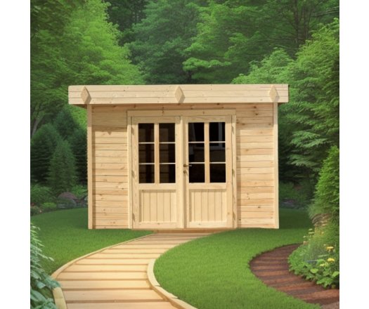 Abri Kylian mono pente, Madriers épicéa 28mm, 3.00 x 2.00m, 6.00m²