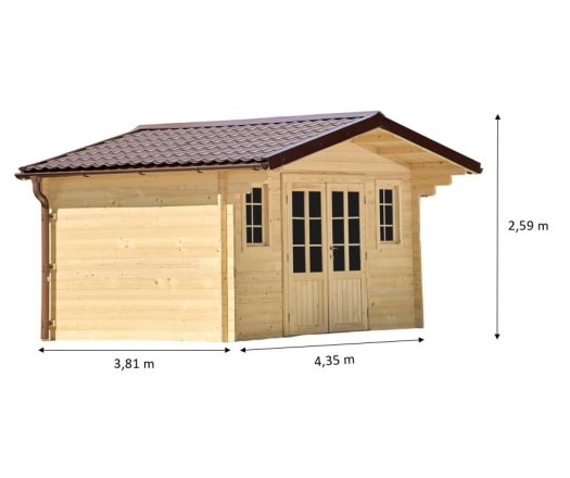 Abri Noé, épicéa massif 42mm, 4.3 x 3.8m, 16m² - NOS40F30.02