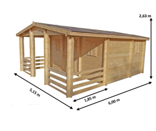 Abri Naira, Madriers 42mm, 5.20 x 6.00m, 30m² - NAR5059.02L