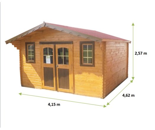 Abri Balmont avec bûcher, Madriers épicéa 28mm, 4.0 x 4.0m, 16m²