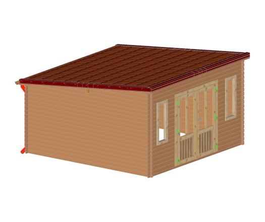 Abri Daniel toit multidirectionnel, Douglas Madriers 28mm, 4.00 x 4.00m, 16.00m²