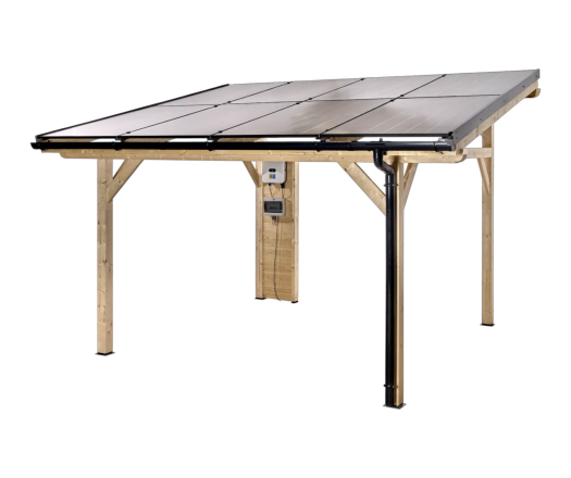 Carport photovoltaïque Wattoit, THT 120 x 120 mm, 3.75 x 4.63m, 17.51 m²