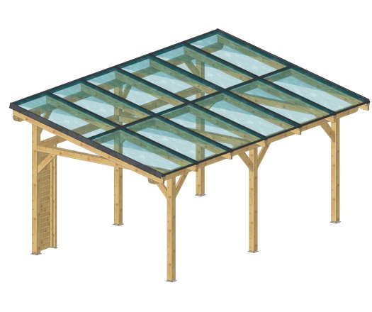 Carport photovoltaïque Wattoit, THT 120 x 120 mm, 3.75 x 6.97m, 26.14m²