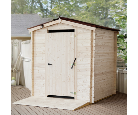 Toilette sèche PMR, Epicéa en Madriers 20 mm, 2.10 x 2.21m, 4.64m²