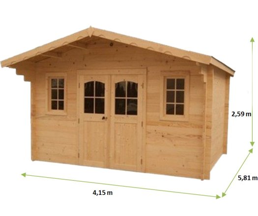 Abri Nostra, Madriers épicéa 42mm, 4.00 x 5.00m, 20m²