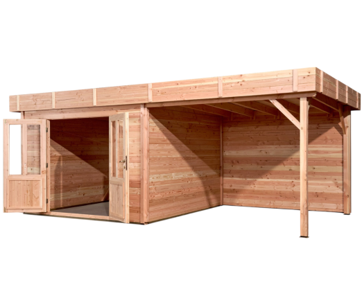 Abri avec bûcher Diane, Douglas Madriers 28mm, 5.75 x 3.00m, 17.25m²
