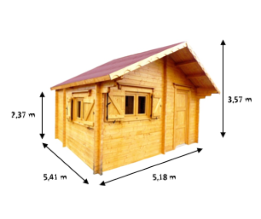 Abri Magny, Madriers épicéa 60mm, 5.20 x 5.40m, 28m² - MG5046.02