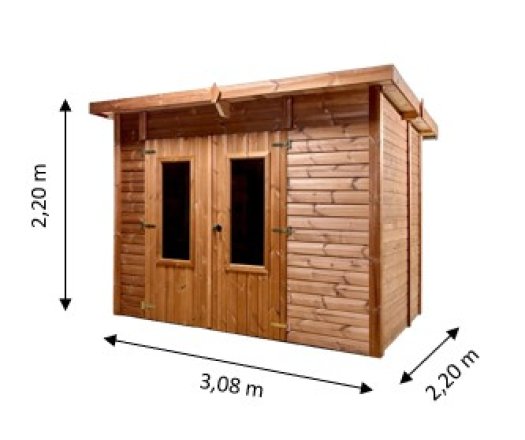 Abri Théo sans plancher, THT Panneaux 19mm, 2.67 x 1.80m, 4.81m²