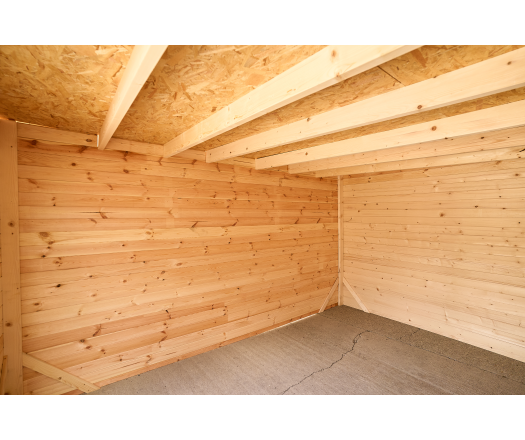 Abri Kylian mono pente, Madriers épicéa 28mm, 3.00 x 4.00m, 12.00m²