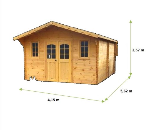 Abri Balmont, Madriers épicéa 28mm, 4.0 x 5.0m, 20m²