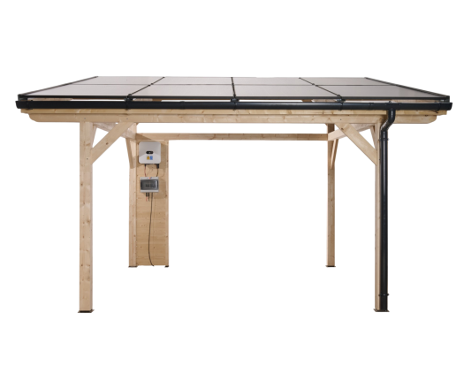 Carport photovoltaïque Wattoit, THT 120 x 120 mm, 3.75 x 4.63m, 17.51 m²