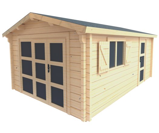 Chalet Saska, Epicéa madriers contrecollés 75mm, 3.60 x 5.48m, 19.73m²