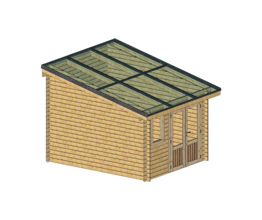 Abri photovoltaïque Lumibois, Epicéa madriers 42mm, 3.48 x 3.81 m, 13.26 m²
