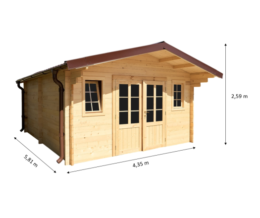 Abri Noé, épicéa massif 42mm, 4.3 x 5.8m, 25m² - NOS40F50.02