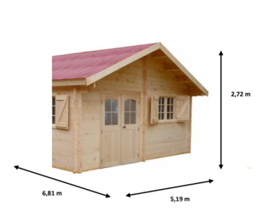 Abri Naira, Madriers épicéa 42mm, 5.20 x 6.80m, 35.3m² - NAR5060.02L