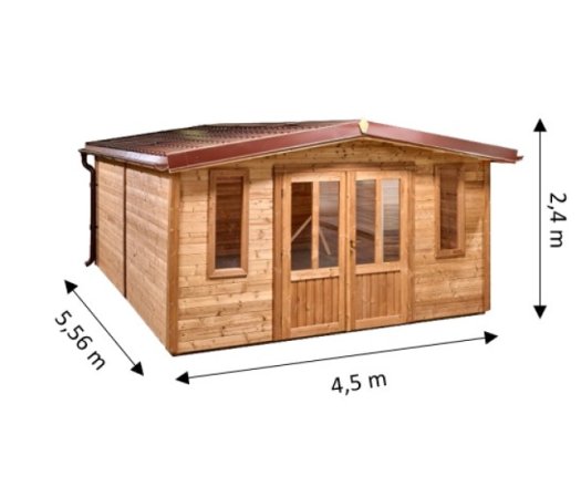 Abri Thania, THT Madriers 28mm, 4.00 x 5.00m, 20.00m²