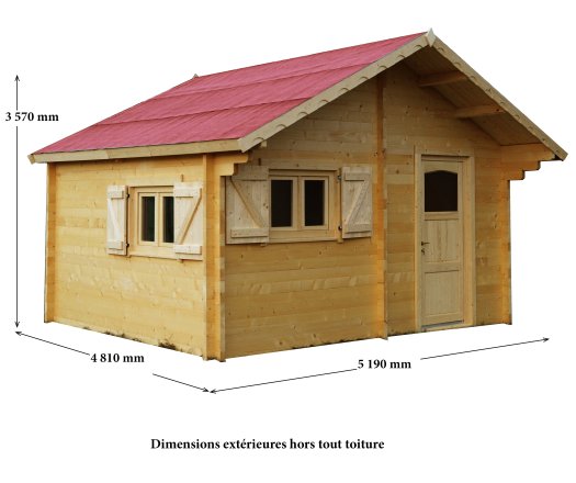 Abri Cozy, Epicéa Madriers 60mm, 5.20 x 4.80m, 25m²