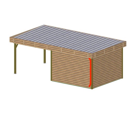 Abri Thibault avec bûcher, THT Madriers 19mm, 3.00 x 3.50m + 2.75 x 3.50m , 20.13m²