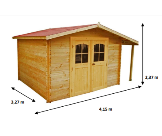 Abri Montigny, Epicéa Madriers 28mm, 3.10 x 3.30, 13.50m²