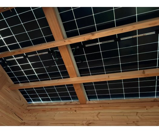 Abri photovoltaïque Lumibois 5kWc, Epicéa massif 42mm, 4.80 x 3.49 m, 16,75 m² - LB5037.02A