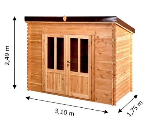 Abri Dimitri, Douglas Madriers 20mm, 3.00 x 1.65m, 4.95m²