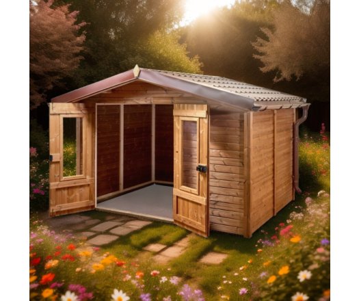 Abri Théo, THT Panneaux 19mm, 3.16 x 2.40m, 7.58m²