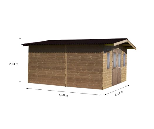 Abri Thermabri, THT Madriers 28mm, 4.00 x 5.00m, 20.00m²