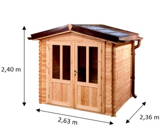 Abri David, Douglas Madriers 20mm, 2.35 x 2.13m, 5.00m²