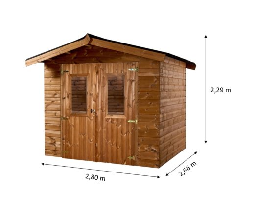 Abri Thiers, THT Madriers 19mm, 2.80 x 2.70m, 7.50m²