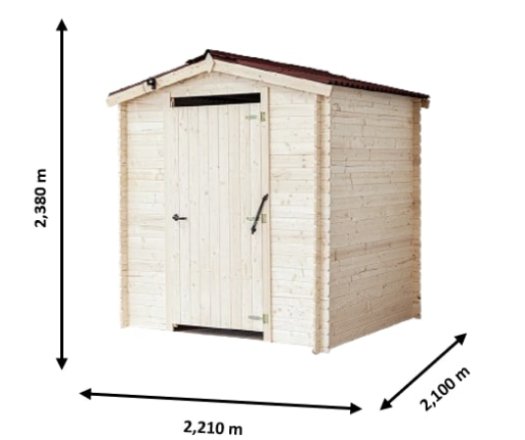 Toilette sèche, Epicéa en Madriers 20 mm, 2.10 x 2.21m, 4.64m², sans plancher