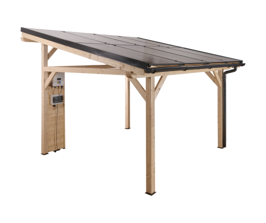 Carport photovoltaïque Wattoit, THT 120 x 120 mm, 3.75 x 4.63m, 17.51 m²