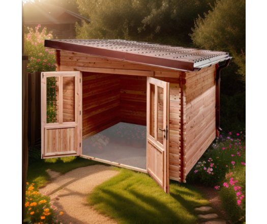 Abri Daniel toit multidirectionnel, Douglas Madriers 28mm, 3.00 x 3.00m, 9.00m²