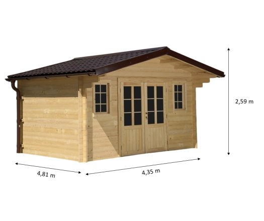 Abri Noé, épicéa massif 42mm, 4.3 x 4,8m, 20m² NOS40F40.02