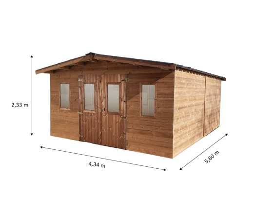 Abri Thermabri, Epicéa massif 28mm THT, 4.30 x 5.50m, 20m² - THA4050.02T